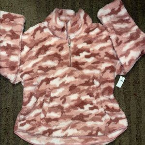 Old Navy Cozy Dusty Pink Camo, Quarter Zip
